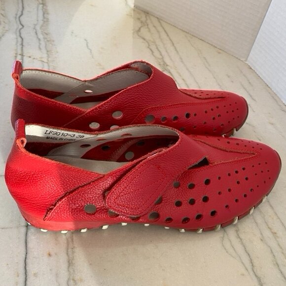 Litfoot Women's Red Leather Velcro walking shoe sz 38 - Picture 6 of 7